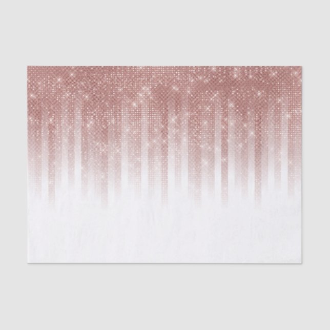 Girly Glamourous Rose Gold Glitter Striped Gradien Tissue Paper (Front)