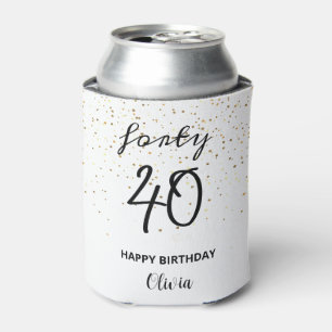 Girly glitter Custom modern 40th birthday Can Cooler