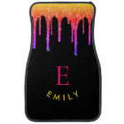 Girly Glitter Drip Monogram Name Pink Yellow Black