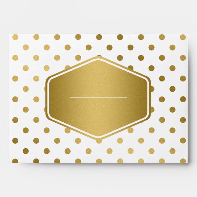 Girly Glitter Gold Polka Dots Pattern Monogram Envelope (Front)