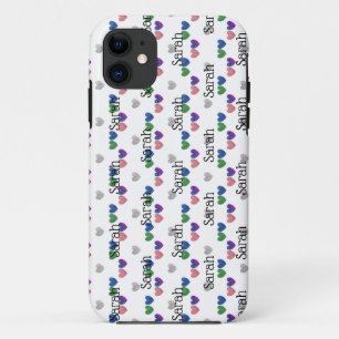 Girly Glitter Hearts Name Case-Mate iPhone Case
