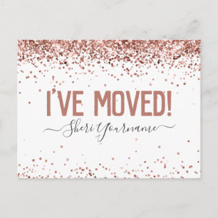 Girly Glitter I've Moved Personalised Postcard