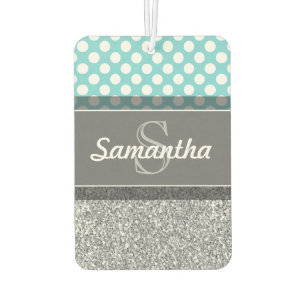 Girly Glitter Print Pattern with Custom Monograms Car Air Freshener