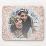 Girly Glitter  Rose Gold Photo Template Mouse Pad<br><div class="desc">Pretty and girly mouse mat  template. It consists of a rose gold sparkly glitter frame which gradually fades out to reveal your favorite photo. Customize to create your own unique gift.</div>