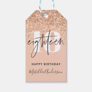 Girly glitter sparkle modern 18th birthday party gift tags