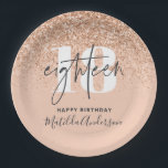 Girly glitter sparkle modern 18th birthday party paper plate<br><div class="desc">Girly glitter sparkle modern 18th birthday party decor paper plates. Part of a collection.</div>