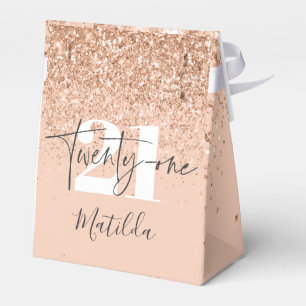 Girly glitter sparkle modern 21st birthday party  favour box