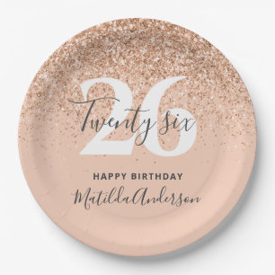 Girly glitter sparkle modern birthday party paper plate