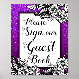 Girly Glitter Sparkles Birthday Wedding Guest Book