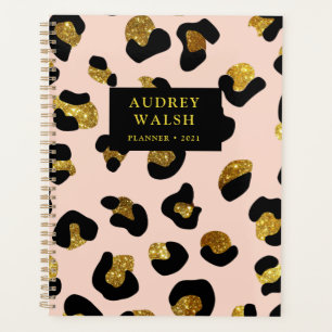 Girly Glittery Gold Blush Pink Leopard Luxury Planner
