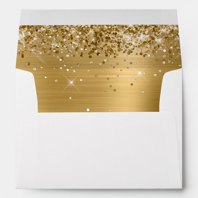 Girly Glittery Gold Ombre Foil Inside Envelope (Back (Bottom))