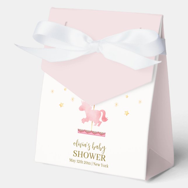 Girly Gold Elegant Carousel Carnival Baby Shower Favour Box (Front)