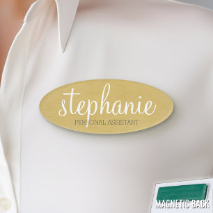 Girly Gold Foil Print - Cute Script and Title Name Tag