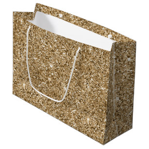 Girly Gold Glam Glitter Large Gift Bag
