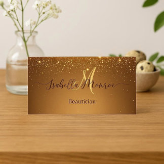 Girly Gold Glitter Beautician Skin Nail Expertise  Business Card