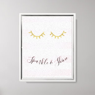 Girly Gold Glitter Eyelashes Canvas Print