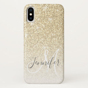 Girly Gold Glitter Sparkle Monogram Name Case-Mate iPhone Case