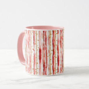 Girly Gold Glitzy Pink Stripes Dots Mug