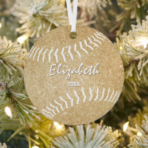 girly gold keepsake softball metal tree decoration