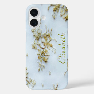 Girly Gold Lace Feminine and Elegant iPhone 16 Case