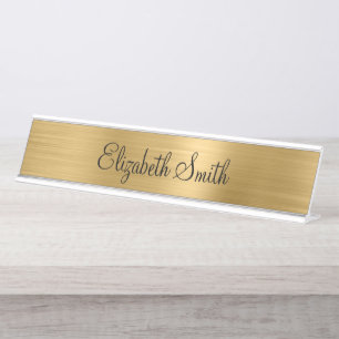 Girly Gold Metallic Desk Name Plate