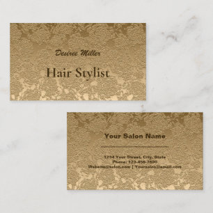 Girly Gold Modern Floral Hair Stylist Metallic  Business Card
