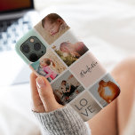 girly gold pink monogram love photo collage grid iPhone 13 pro max case<br><div class="desc">girly pastel blush pink monogram love photo collage grid with gold glitter metallic foil.</div>