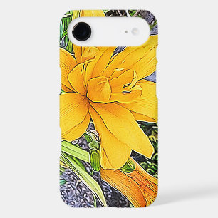 Girly Golden Yellow Daylily Flower and Bud Artwork