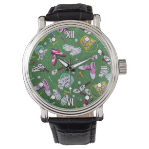 Girly Golf Pattern Wrist Watch