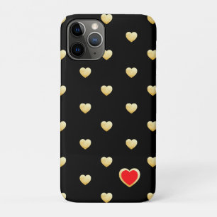 Girly Gothic Gold Hearts on Solid Colour Case-Mate iPhone Case