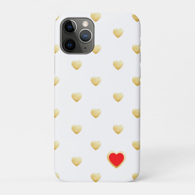 Girly Gothic Gold Hearts on Solid Colour Case-Mate iPhone Case (Back)