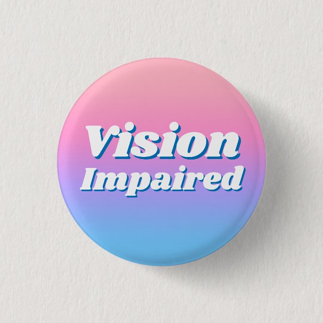 Girly Gradient Pink Blue Vision Impaired 3 Cm Round Badge (Front)