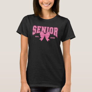 Girly Graduation Coquette Senior 2026 Pink Bow T-Shirt