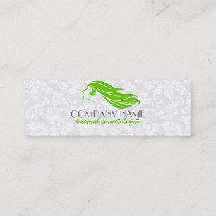 Girly Green And White Damasks Beauty/Cosmetology 2 Mini Business Card