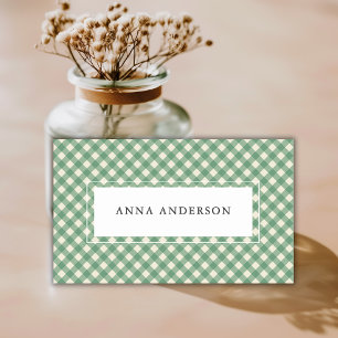  Girly Green Buffalo Plaid Salon Beauty Spa Business Card