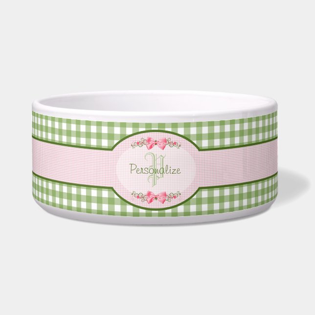 Girly Green Gingham Monogram With Name (Front)