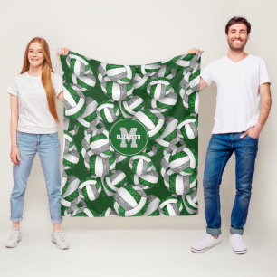 girly green grey volleyball team colours fleece blanket