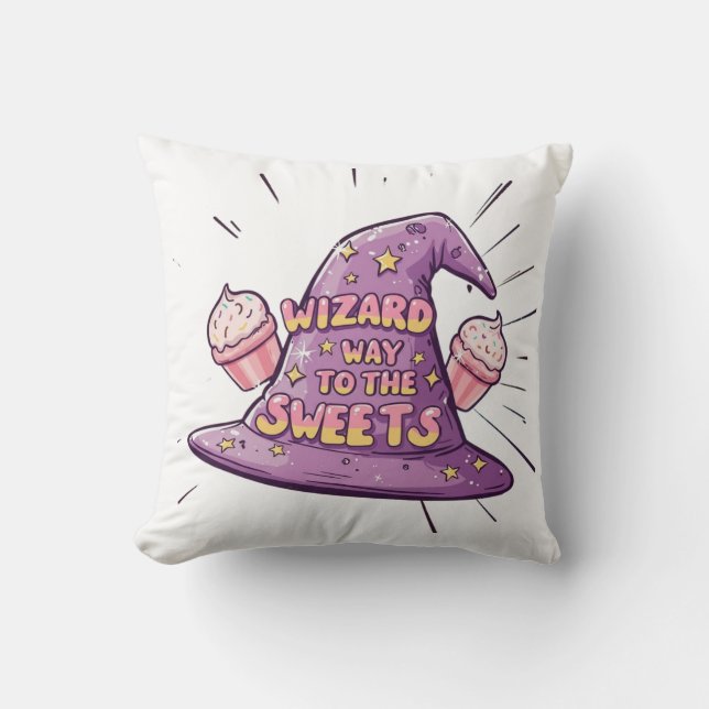 Girly Halloween - Wizard Way to the Sweets Cushion (Front)