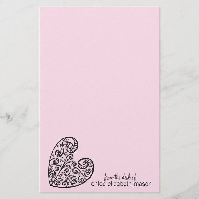 Girly Heart Doodles Stationery (Front)