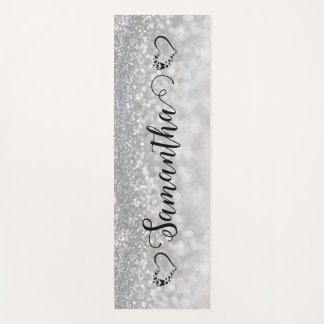 Girly heart silver glitter custom  yoga mat