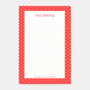 Girly Hearts Faux Gold Foil Red Pattern Post-it Notes