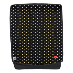 Girly Hearts Gold Faux Foil Black Pattern Backpack