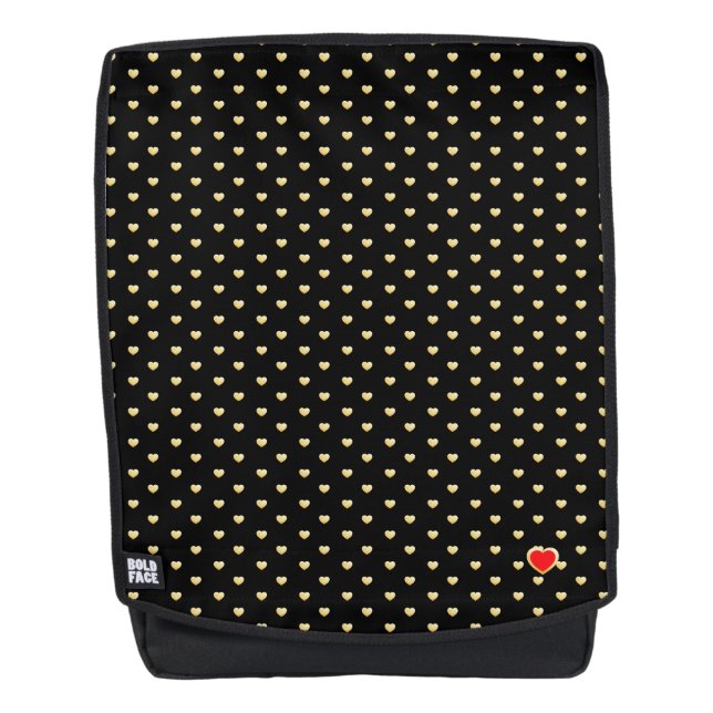 Girly Hearts Gold Faux Foil Black Pattern Backpack (Front)