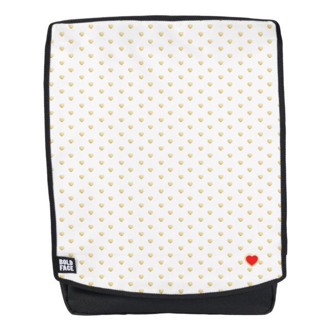 Girly Hearts Gold Faux Foil White Pattern Backpack (Front)