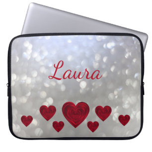 Girly hearts personalised laptop sleeve