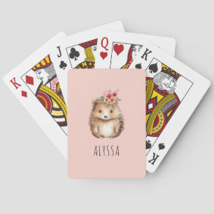 Girly Hedgehog Personalised Playing Cards