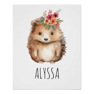Girly Hedgehog Poster