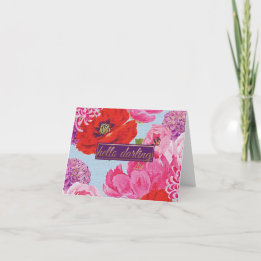 Girly Hello Darling Floral Note Card