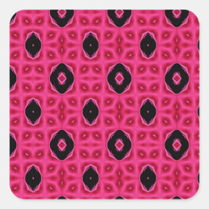 Girly Hot Pink And Black Abstract Pattern Square Sticker