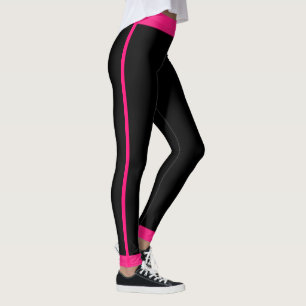 Girly Hot Pink Black Striped Leggings